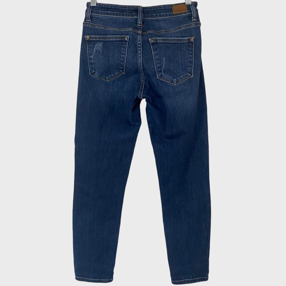 Judy Blue Slim Fit Denim Jeans Blue Women's Size 26 Mid-Rise Distressed Tapered - Picture 3 of 10